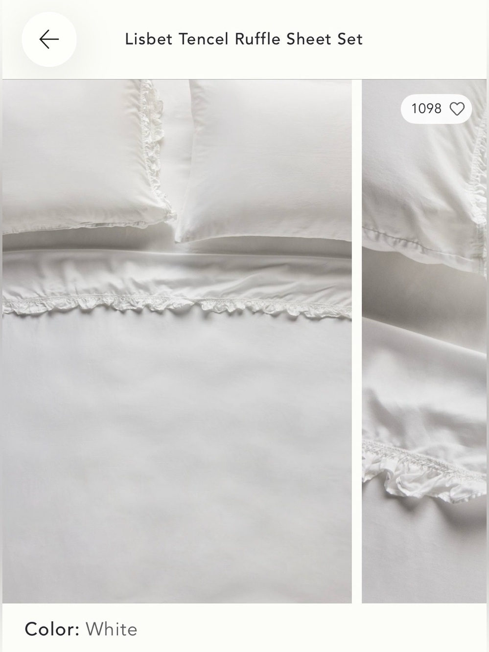 NWT / NIP Anthropologie Lisbet Tencel Ruffle Sheet Set, Queen, White - Picture 3 of 3